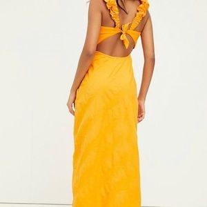 Free People At Dusk Midi Dress, Papaya (yellow/orange) XS